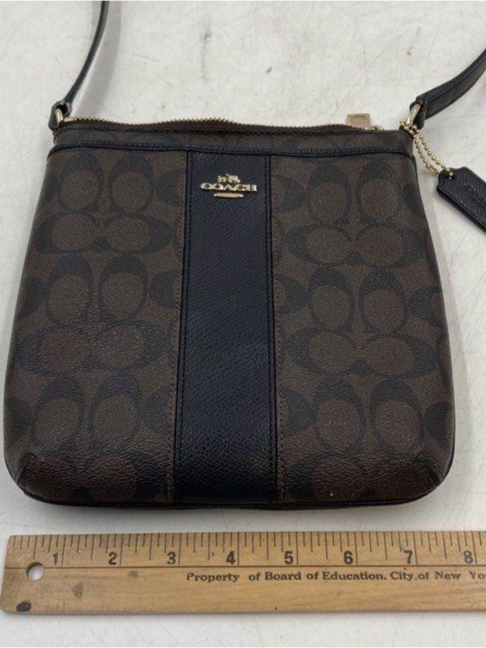 COACH Kitt Messenger Signature Canvas Crossbody Bag Brown Black